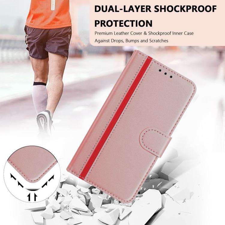 For Ulefone Note 20 Pro Color Block Card Slots Vegan Leather Phone Case(Rose Gold)
