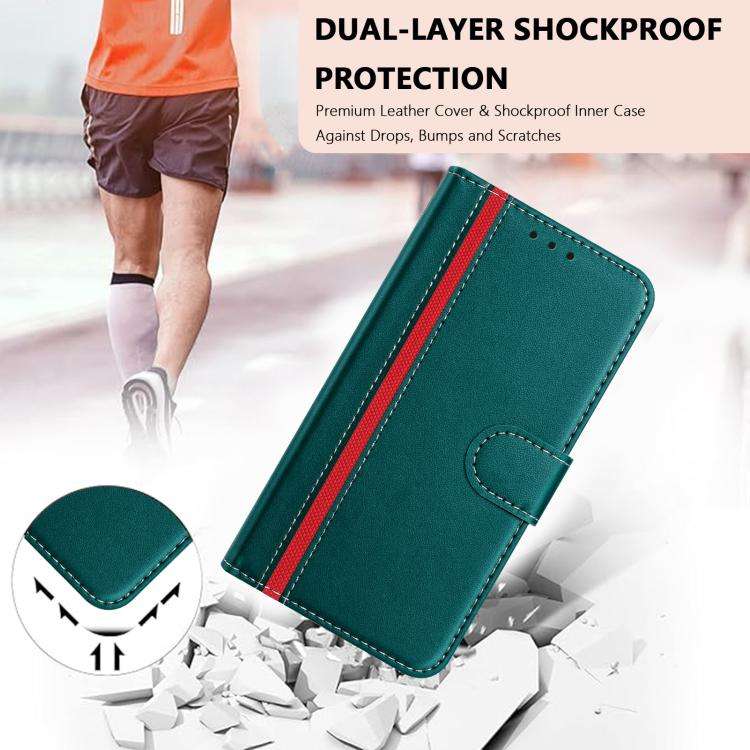 For Ulefone Note 20 Pro Color Block Card Slots Vegan Leather Phone Case(Green)