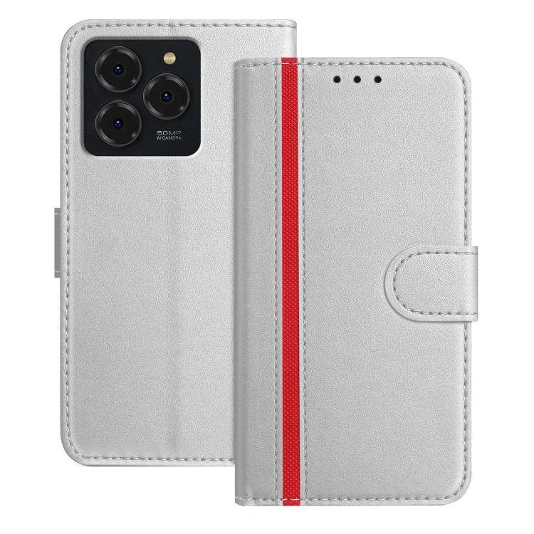 For Ulefone Note 20 Pro Color Block Card Slots Vegan Leather Phone Case(Silver)