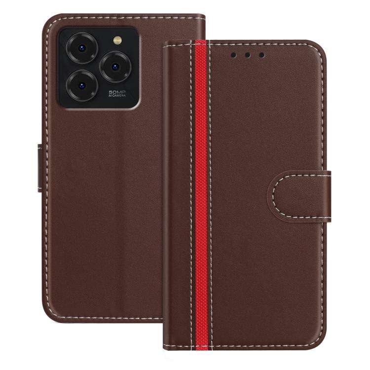 For Ulefone Note 20 Pro Color Block Card Slots Vegan Leather Phone Case(Brown)