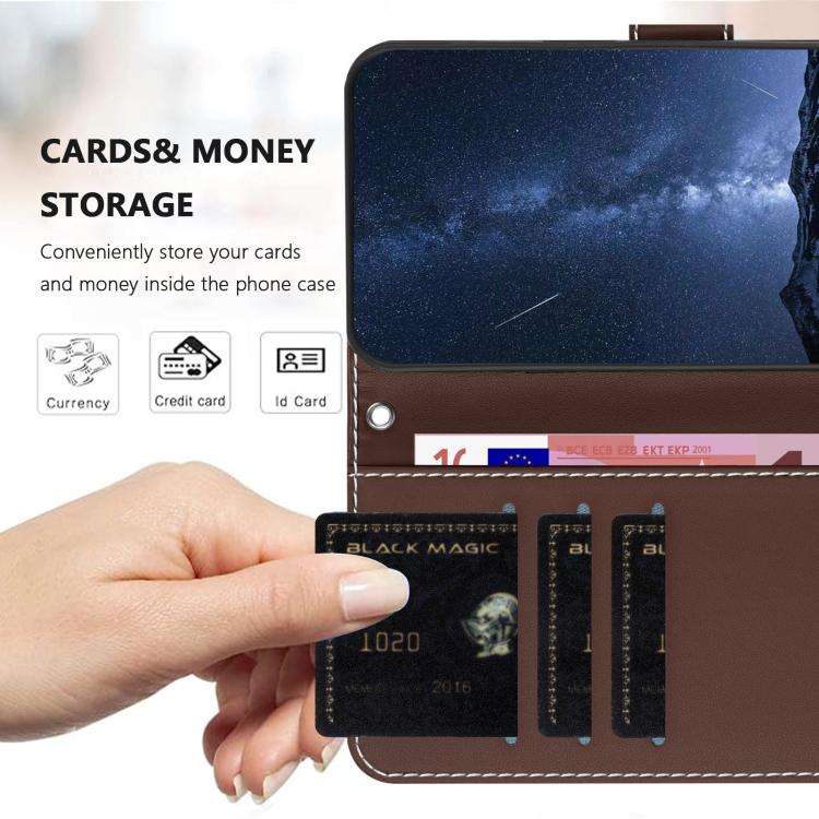 For Ulefone Note 20 Pro Color Block Card Slots Vegan Leather Phone Case(Brown)