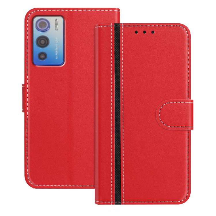For Doogee N60 Pro Color Block Card Slots Vegan Leather Phone Case(Red)