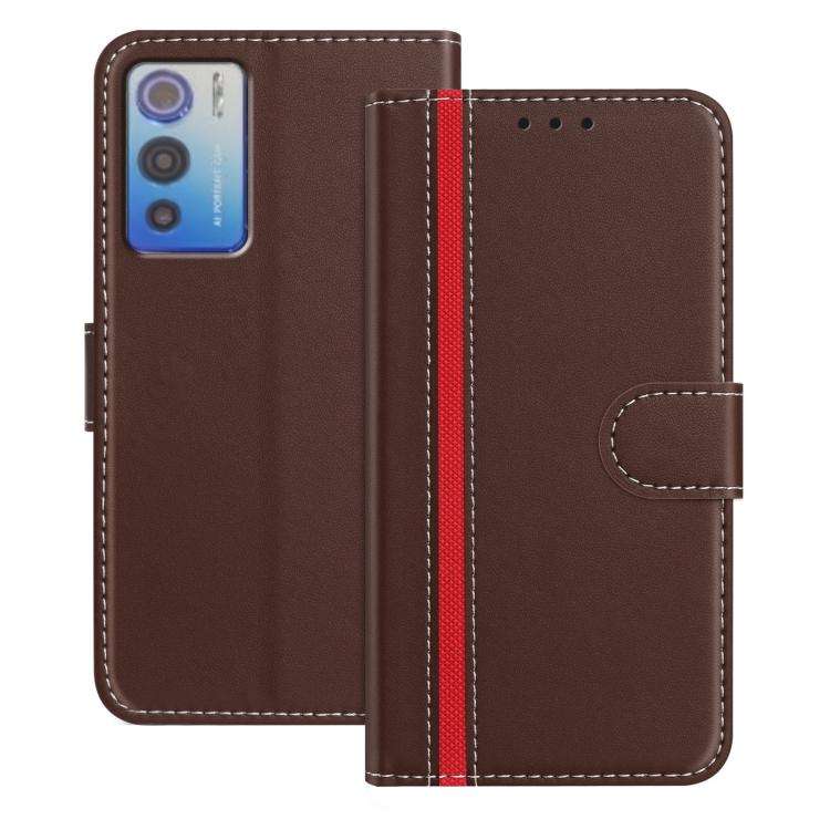 For Doogee N60 Pro Color Block Card Slots Vegan Leather Phone Case(Brown)