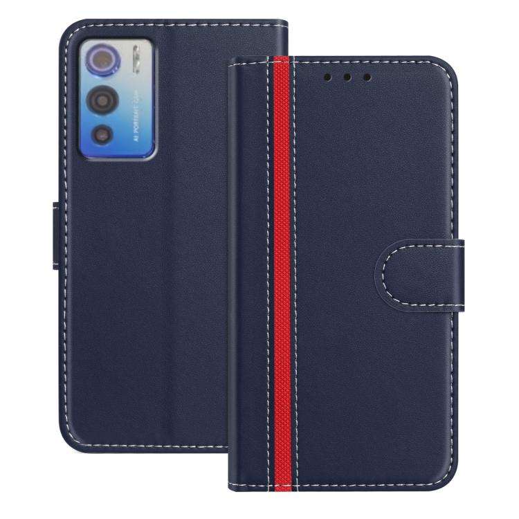 For Doogee N60 Pro Color Block Card Slots Vegan Leather Phone Case(Blue)