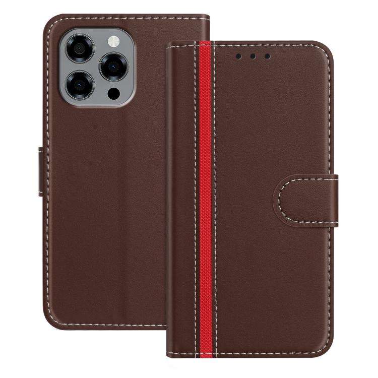 For Doogee Note 58 / 58 Pro Color Block Card Slots Vegan Leather Phone Case(Brown)