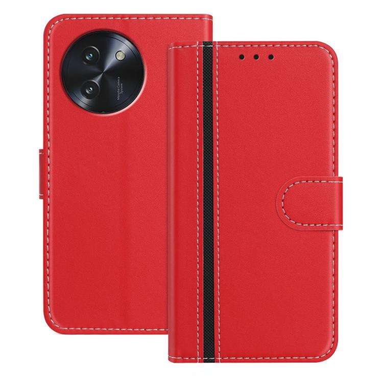 For Doogee Note 59 / 59 Pro Color Block Card Slots Vegan Leather Phone Case(Red)