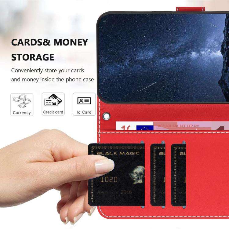 For Doogee Note 59 / 59 Pro Color Block Card Slots Vegan Leather Phone Case(Red)
