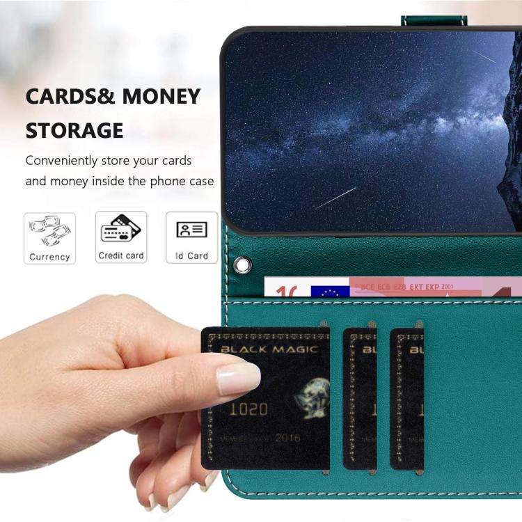 For Doogee Note 59 / 59 Pro Color Block Card Slots Vegan Leather Phone Case(Green)