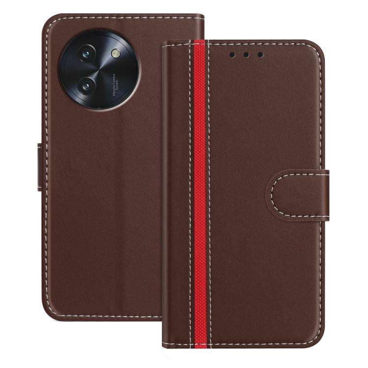 For Doogee Note 59 / 59 Pro Color Block Card Slots Vegan Leather Phone Case(Brown)