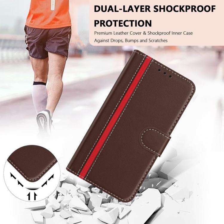 For Doogee Note 59 / 59 Pro Color Block Card Slots Vegan Leather Phone Case(Brown)