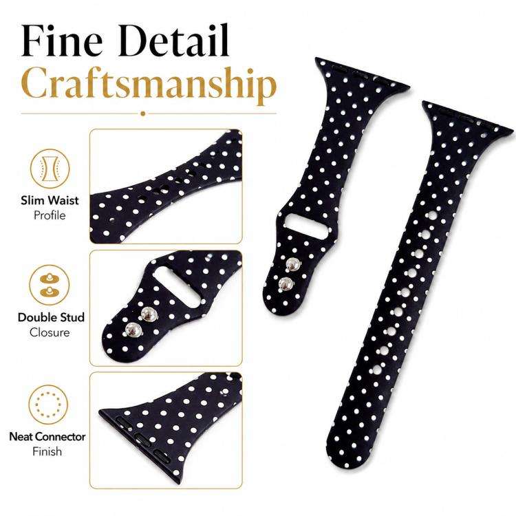 For Apple Watch 46mm / 49mm / 45mm / 44mm Slim Dual-Stud Buckle Dots Printed Silicone Watch Band(...