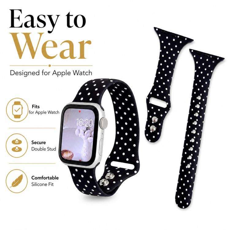 For Apple Watch 46mm / 49mm / 45mm / 44mm Slim Dual-Stud Buckle Dots Printed Silicone Watch Band(...