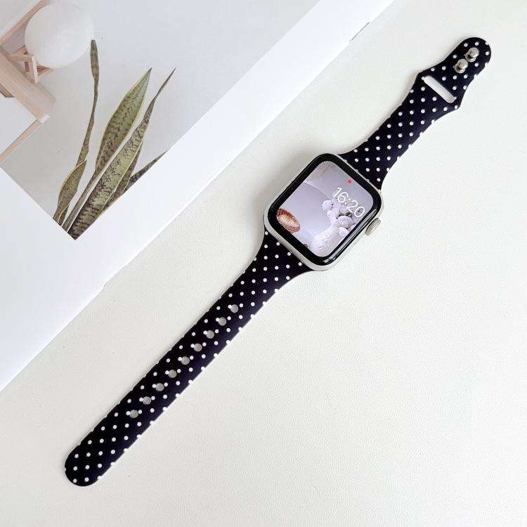 For Apple Watch 46mm / 49mm / 45mm / 44mm Slim Dual-Stud Buckle Dots Printed Silicone Watch Band(...