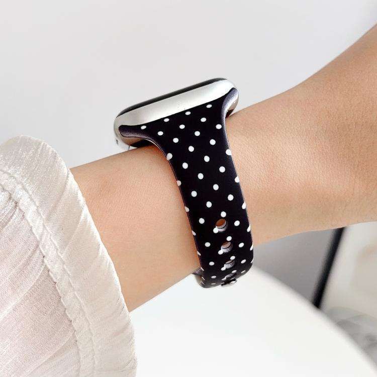 For Apple Watch 46mm / 49mm / 45mm / 44mm Slim Dual-Stud Buckle Dots Printed Silicone Watch Band(...