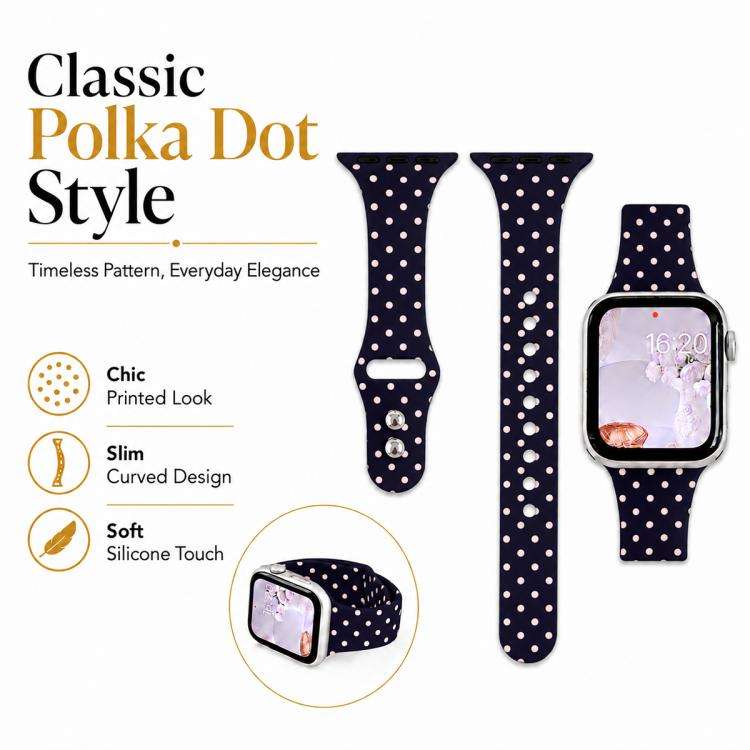 For Apple Watch 46mm / 49mm / 45mm / 44mm Slim Dual-Stud Buckle Dots Printed Silicone Watch Band(...