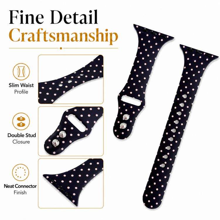 For Apple Watch 46mm / 49mm / 45mm / 44mm Slim Dual-Stud Buckle Dots Printed Silicone Watch Band(...