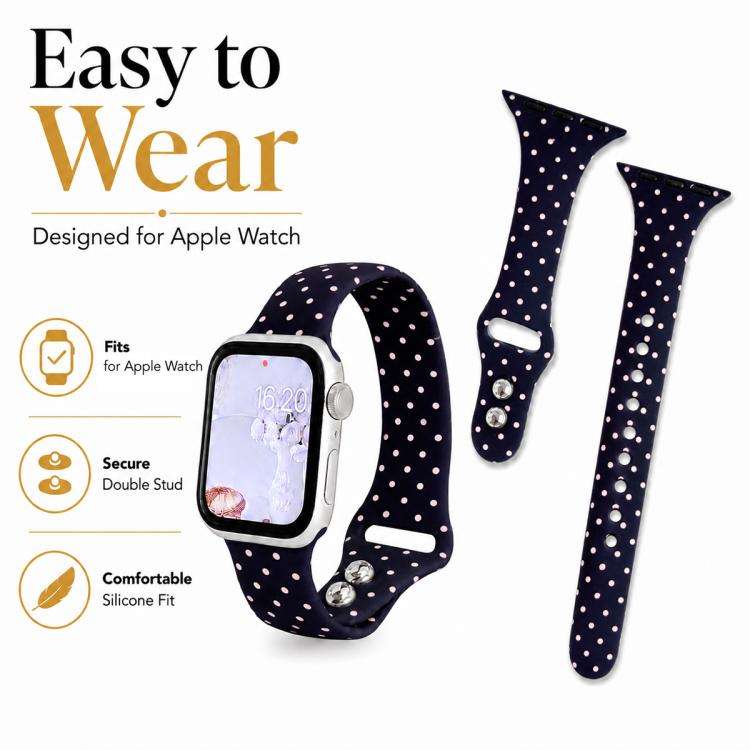 For Apple Watch 46mm / 49mm / 45mm / 44mm Slim Dual-Stud Buckle Dots Printed Silicone Watch Band(...