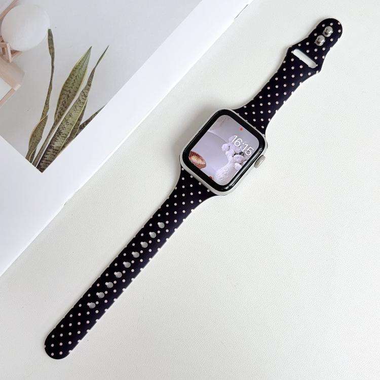 For Apple Watch 46mm / 49mm / 45mm / 44mm Slim Dual-Stud Buckle Dots Printed Silicone Watch Band(...