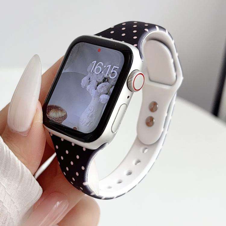 For Apple Watch 46mm / 49mm / 45mm / 44mm Slim Dual-Stud Buckle Dots Printed Silicone Watch Band(...
