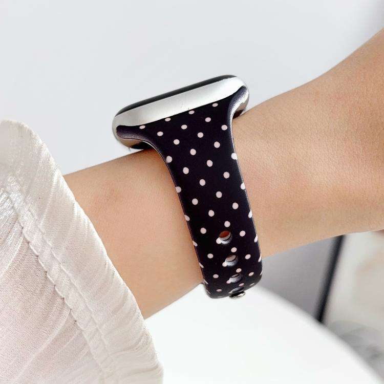 For Apple Watch 46mm / 49mm / 45mm / 44mm Slim Dual-Stud Buckle Dots Printed Silicone Watch Band(...