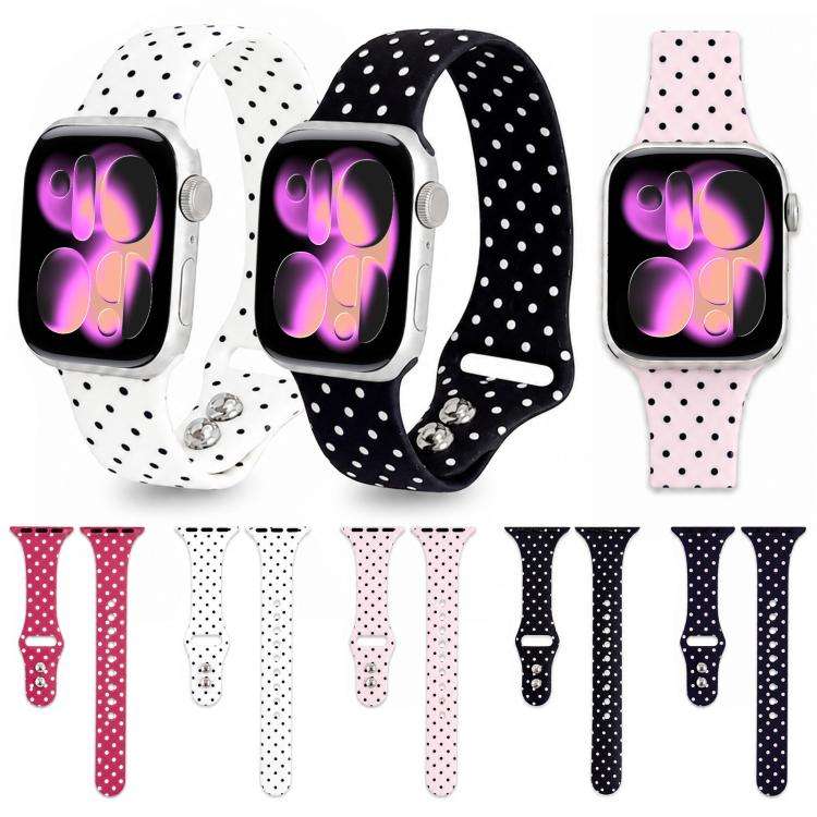For Apple Watch 46mm / 49mm / 45mm / 44mm Slim Dual-Stud Buckle Dots Printed Silicone Watch Band(...