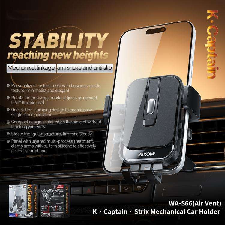 WK WA-S66 K-Captain Strix Air Vent Mechanical Car Holder(Black)