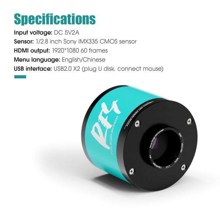 RF4 RF-2KC3 2K HD High-Resolution Adjustable Camera for Trinocular Stereo Microscope(Blue)