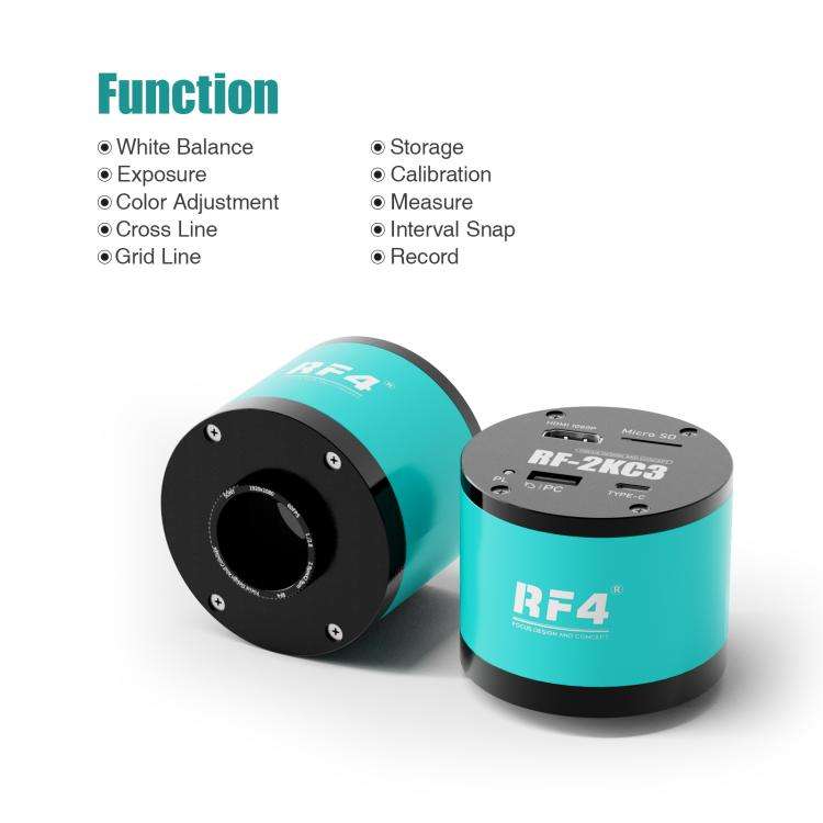 RF4 RF-2KC3 2K HD High-Resolution Adjustable Camera for Trinocular Stereo Microscope(Blue)
