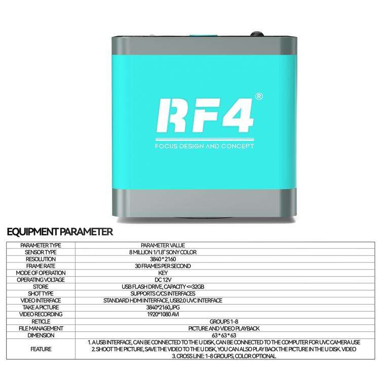 RF4 RF-4KC7 Large-Field 4K HD High-Resolution Adjustable Camera for Trinocular Stereo Microscope(...