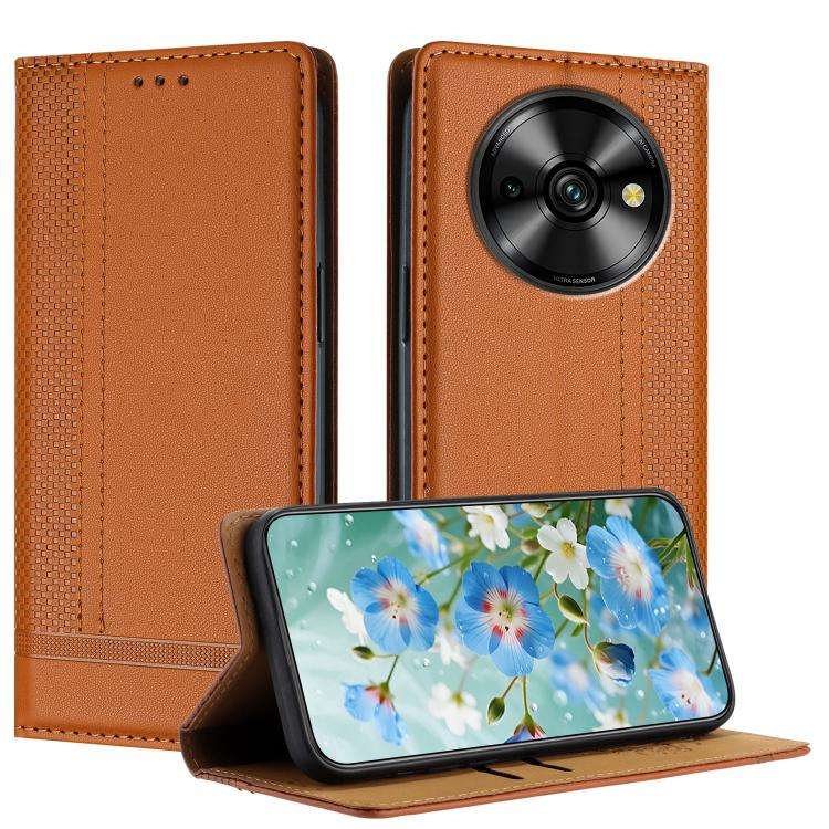 For Oukitel C59 Pro Stitching Design Scratch-Resistant Vegan Leather Phone Case(Brown)