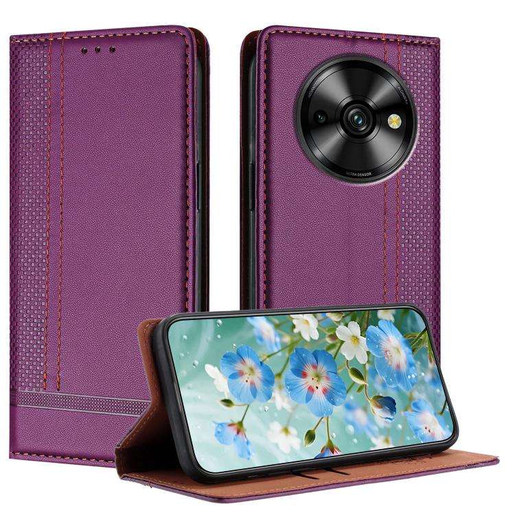 For Oukitel C59 Pro Stitching Design Scratch-Resistant Vegan Leather Phone Case(Purple)