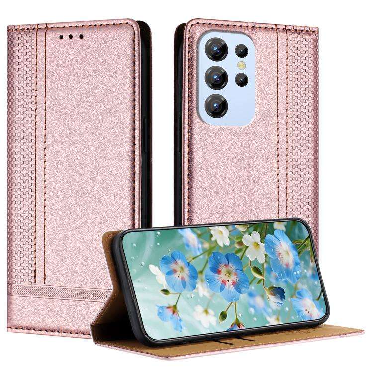 For Oukitel C1 Stitching Design Scratch-Resistant Vegan Leather Phone Case(Rose Gold)