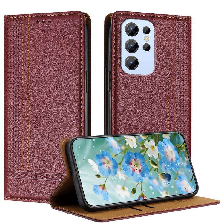 For Oukitel C1 Stitching Design Scratch-Resistant Vegan Leather Phone Case(Wine Red)