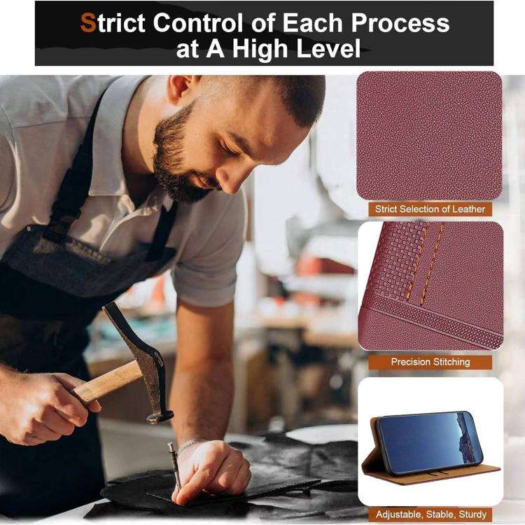 For Oukitel C1 Stitching Design Scratch-Resistant Vegan Leather Phone Case(Wine Red)