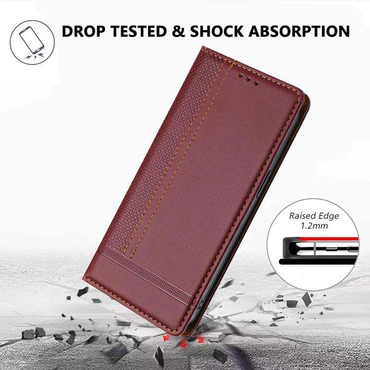 For Oukitel C1 Stitching Design Scratch-Resistant Vegan Leather Phone Case(Wine Red)