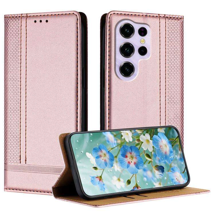 For Oukitel C2 Stitching Design Scratch-Resistant Vegan Leather Phone Case(Rose Gold)