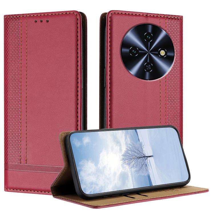 For Oukitel C5 4G Stitching Design Scratch-Resistant Vegan Leather Phone Case(Red)