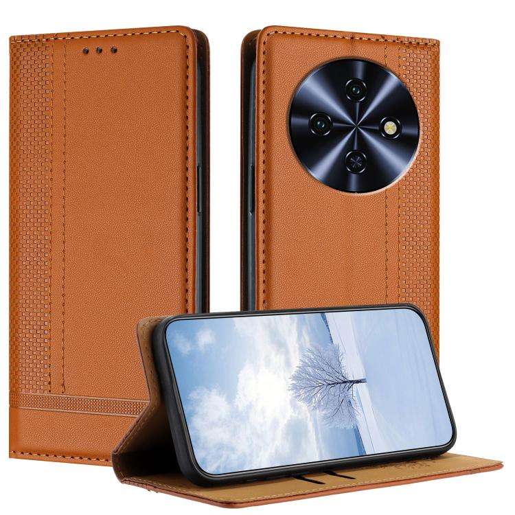 For Oukitel C5 4G Stitching Design Scratch-Resistant Vegan Leather Phone Case(Brown)