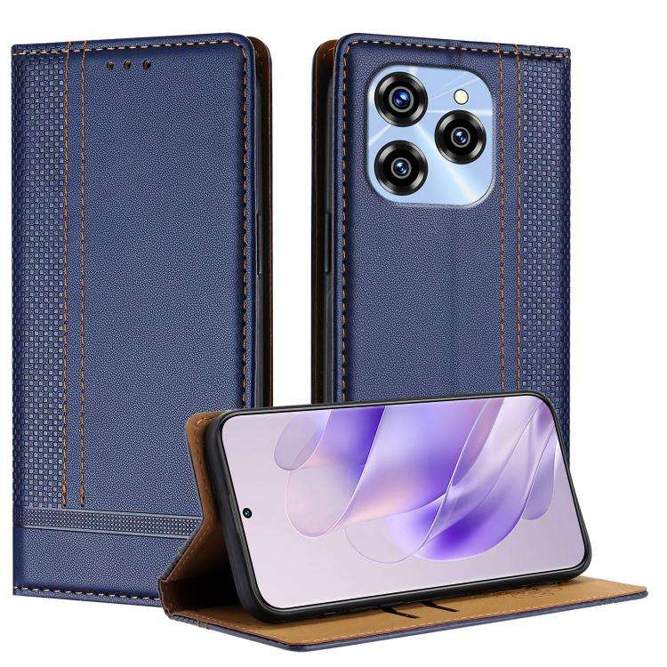 For Oukitel C50 Stitching Design Scratch-Resistant Vegan Leather Phone Case(Blue)