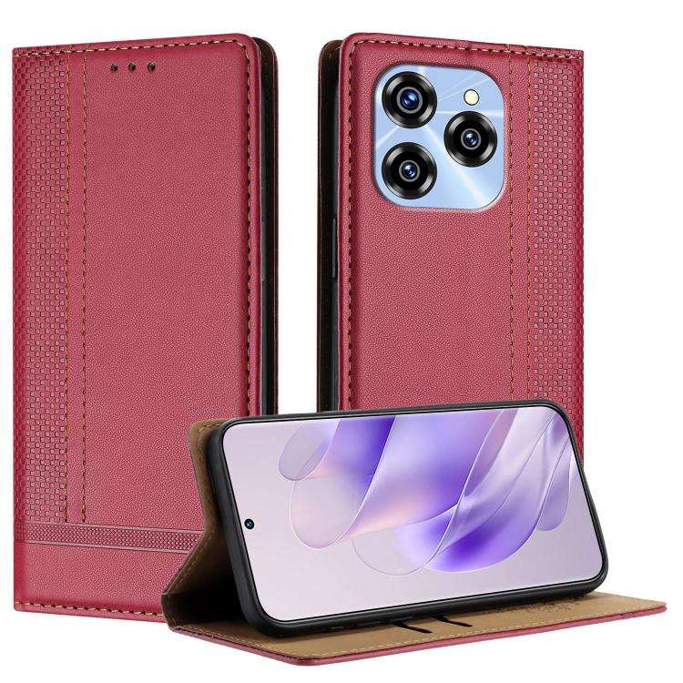 For Oukitel C50 Stitching Design Scratch-Resistant Vegan Leather Phone Case(Red)
