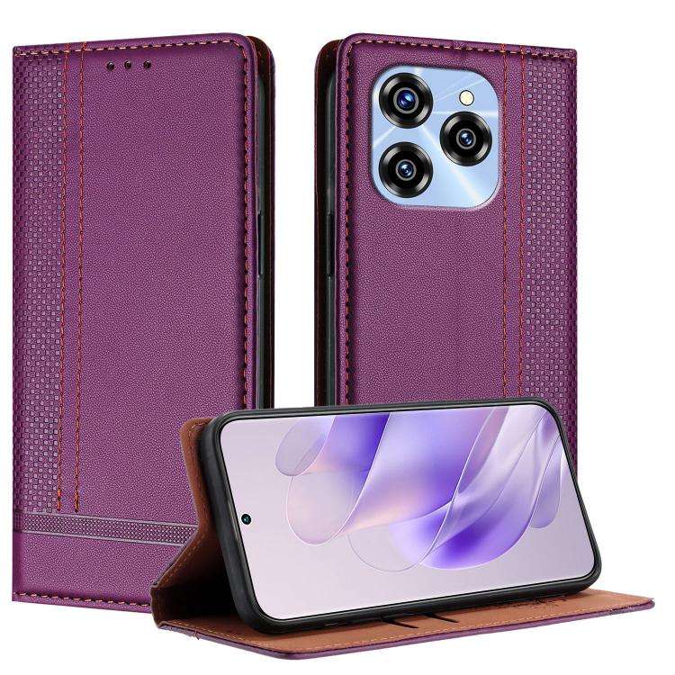 For Oukitel C50 Stitching Design Scratch-Resistant Vegan Leather Phone Case(Purple)