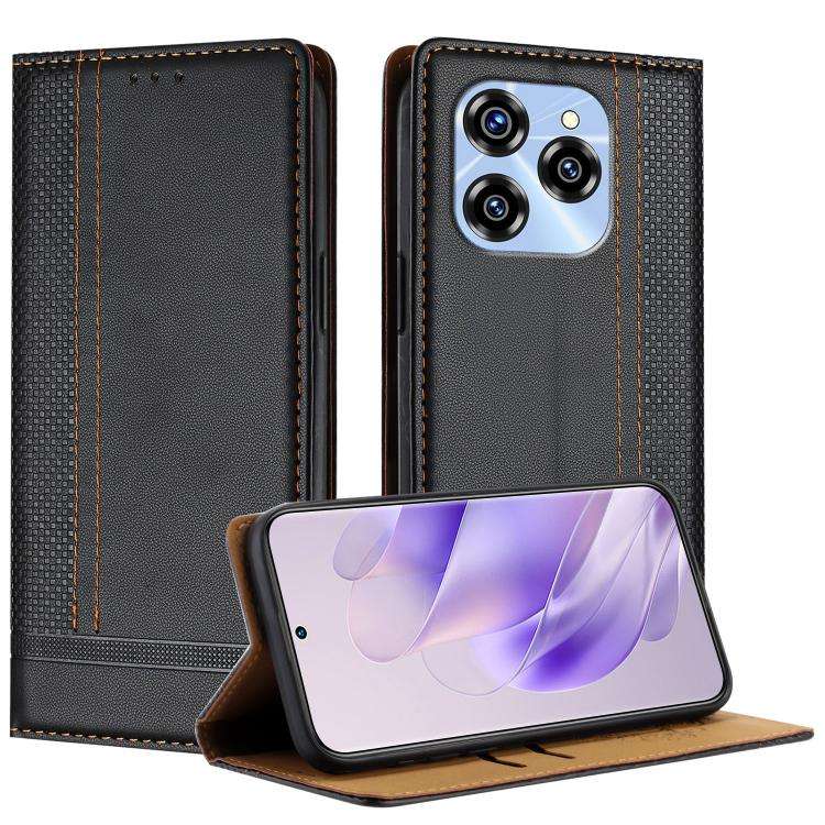 For Oukitel C50 Stitching Design Scratch-Resistant Vegan Leather Phone Case(Black)
