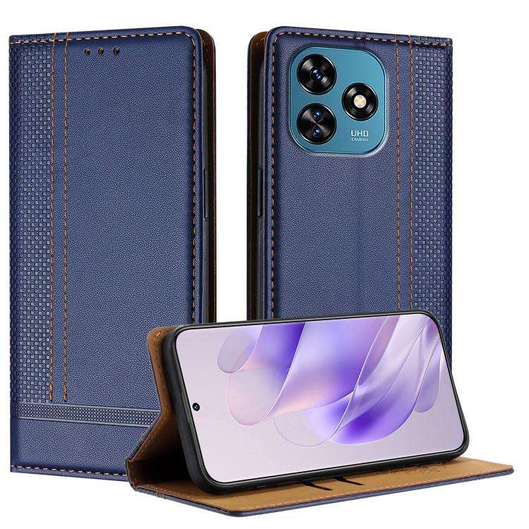 For Oukitel C51 Stitching Design Scratch-Resistant Vegan Leather Phone Case(Blue)
