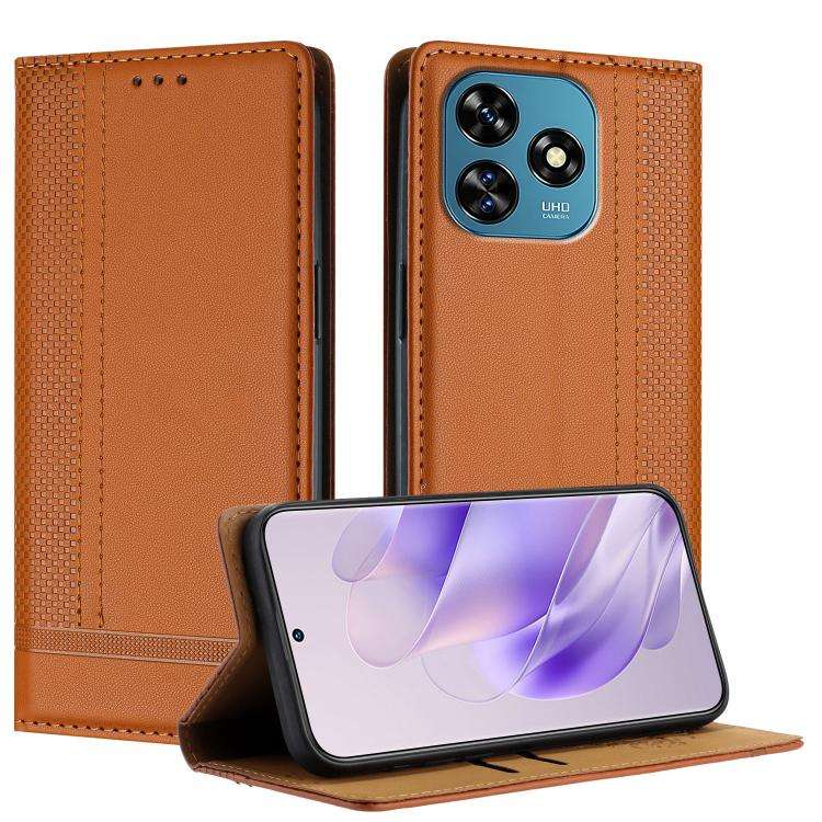 For Oukitel C51 Stitching Design Scratch-Resistant Vegan Leather Phone Case(Brown)