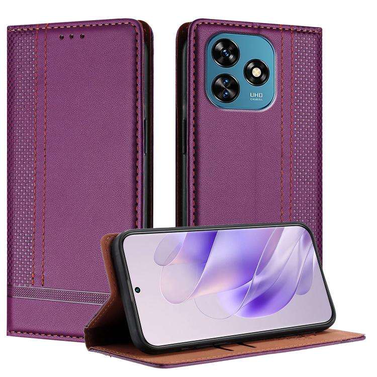 For Oukitel C51 Stitching Design Scratch-Resistant Vegan Leather Phone Case(Purple)