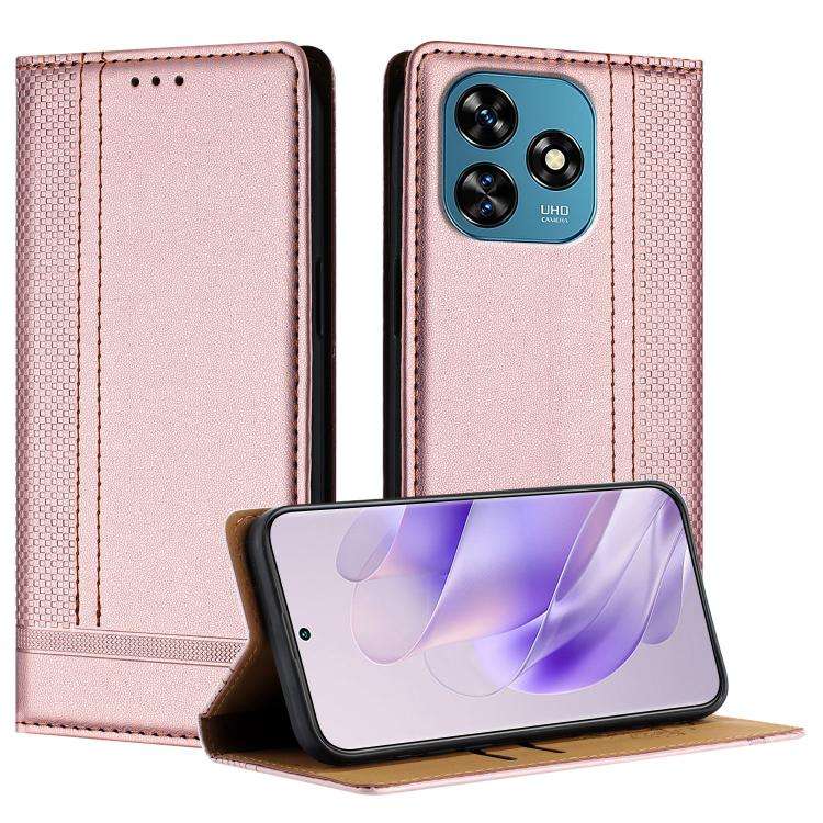 For Oukitel C51 Stitching Design Scratch-Resistant Vegan Leather Phone Case(Rose Gold)