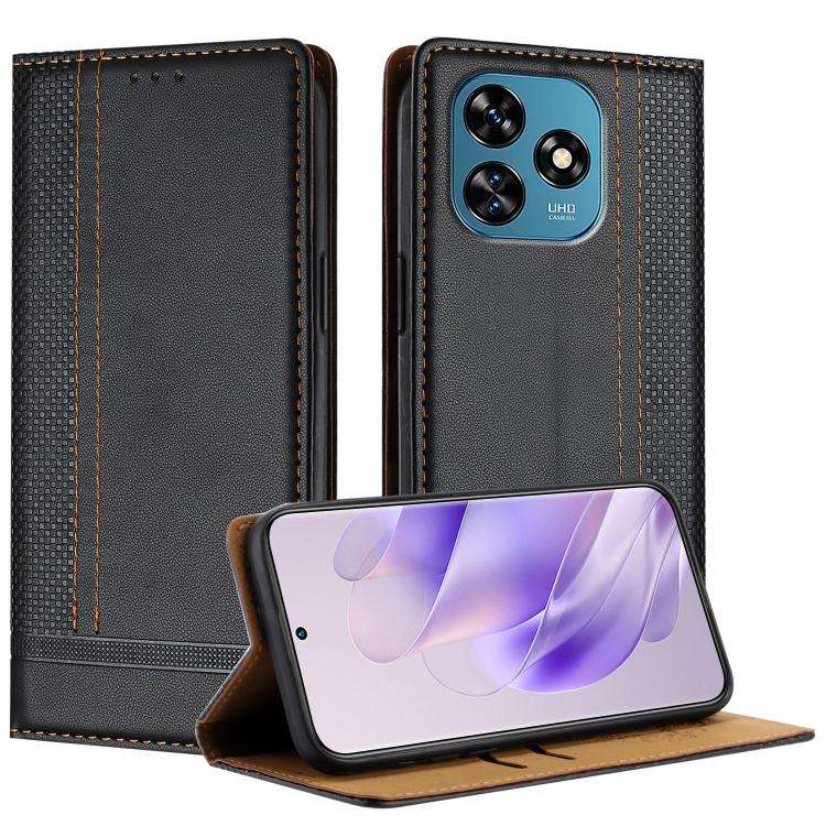 For Oukitel C51 Stitching Design Scratch-Resistant Vegan Leather Phone Case(Black)