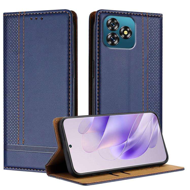For Oukitel C53 Stitching Design Scratch-Resistant Vegan Leather Phone Case(Blue)