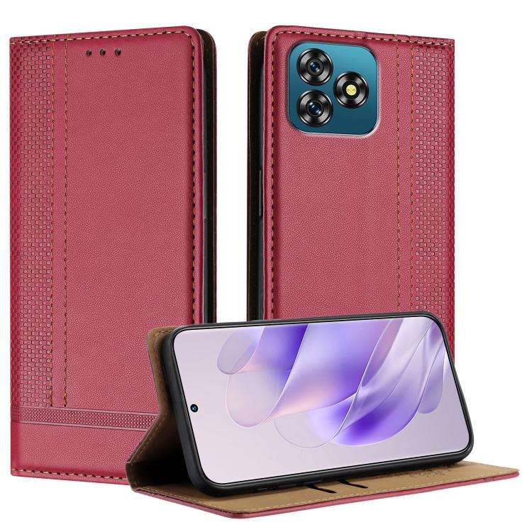 For Oukitel C53 Stitching Design Scratch-Resistant Vegan Leather Phone Case(Red)