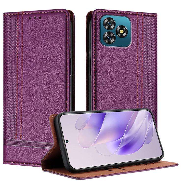 For Oukitel C53 Stitching Design Scratch-Resistant Vegan Leather Phone Case(Purple)